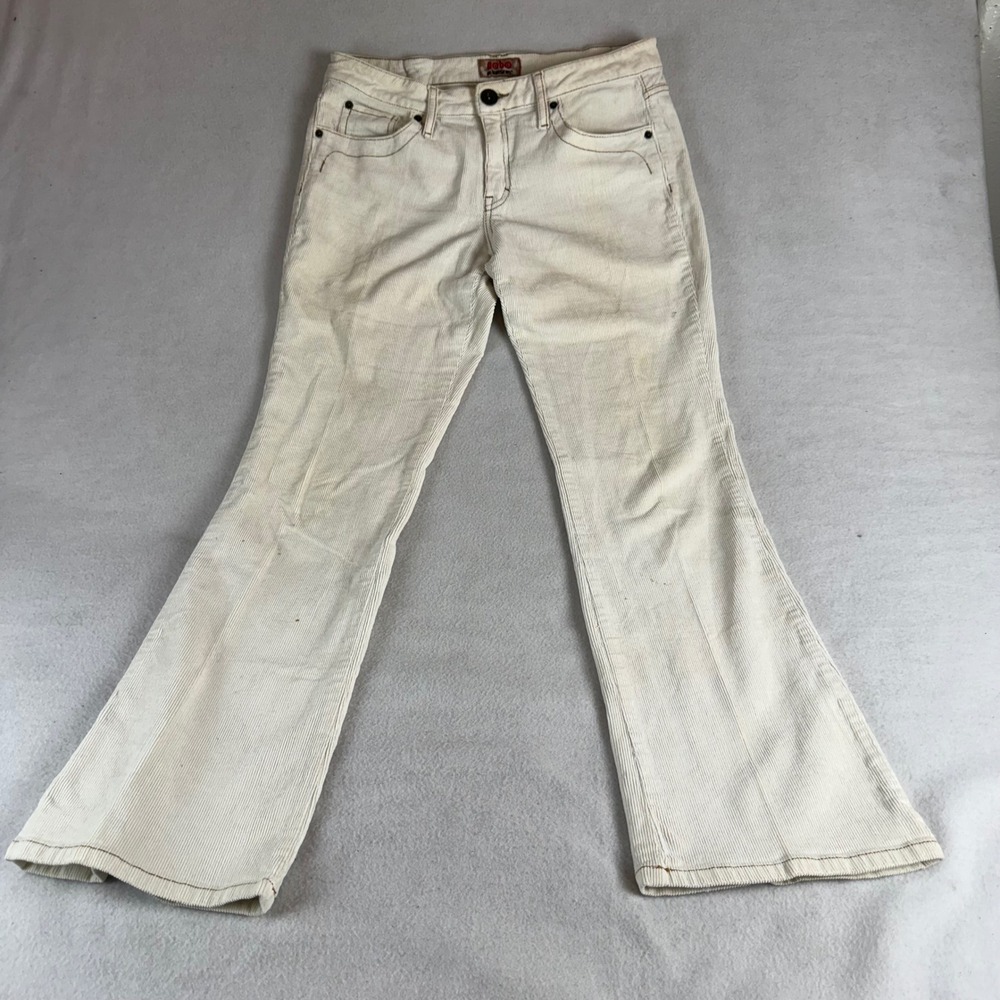 No Boundaries Womens Cream Corduroy Flare Pants Low Rise Y2K Size 13